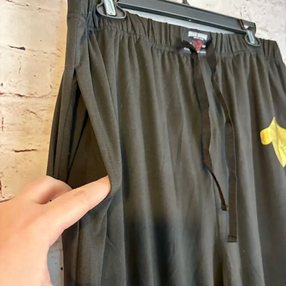 True Religion Sweatpants Joggers Black Gold Logo Drawstring New Size Large